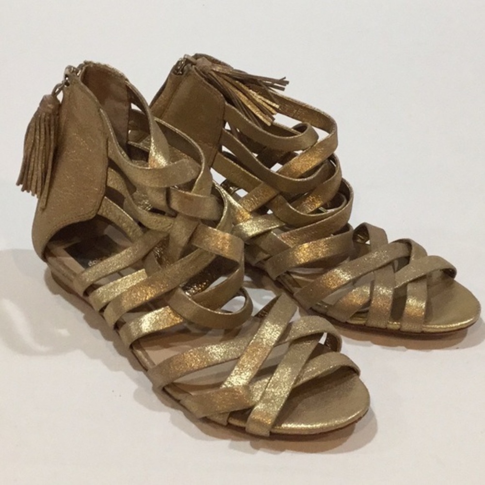 Dolce Vita Real Leather Metallic Gladiator Flats